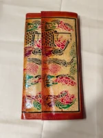 Handicraft Leather Purse Figure motif red Green