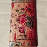 Handicraft Leather Purse Figure motif red maroon color