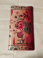 Handicraft Leather Purse Figure motif red maroon color