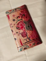 Handicraft Leather Purse Figure motif red maroon color - Image 3