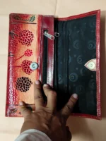 Handicraft Leather Purse Figure motif red maroon color - Image 5
