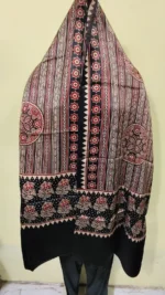 Ajrakh Modal Silk Stole – Royal Black Hand Block