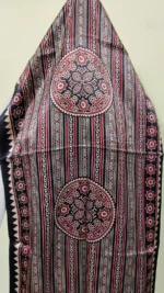 Ajrakh Modal Silk Stole – Royal Black Hand Block - Image 3