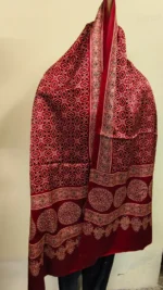 Ajrakh Block Printed Modal Silk Stole - Image 2