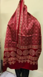 Ajrakh Block Printed Modal Silk Stole - Image 3
