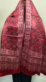 Ajrakh Modal Silk Stole Dupatta Hand block (Red Maroon) - Image 2