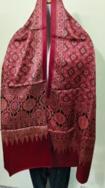 Ajrakh Stole Modal Silk (Deep Red Maroon colour)