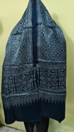 Ajrakh Modal Silk Stole (Navy Blue)
