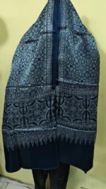 Ajrakh Modal Silk Stole (Navy Blue) - Image 5