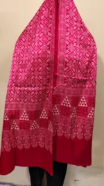Ajrakh Modal Silk Stole Hand block Pink color - Image 3