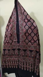 Ajrakh Silk Stole – Classic Black Handblock Print - Image 3