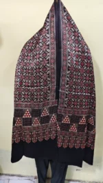 Black Modal Silk Ajrakh Printed Stole Black