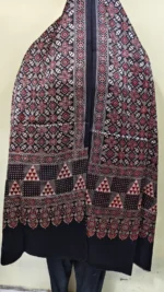Black Modal Silk Ajrakh Printed Stole Black - Image 2