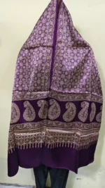 Ajrakh Mashru Modal Silk Stole – Purple Geometric Heritage Print