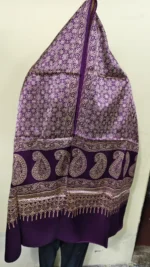 Ajrakh Mashru Modal Silk Stole – Purple Geometric Heritage Print - Image 3