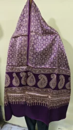 Ajrakh Mashru Modal Silk Stole – Purple Geometric Heritage Print - Image 5