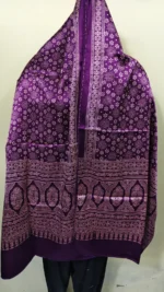 Ajrakh Mashru Modal Silk Stole – Purple - Image 3
