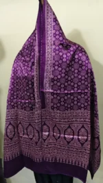 Ajrakh Mashru Modal Silk Stole – Purple - Image 2