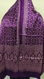 Ajrakh Mashru Modal Silk Stole – Purple - Image 5