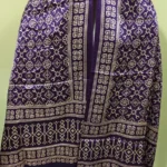 Ajrakh Hand block Mashru Modal Silk Stole – Purple Geometric Pattern