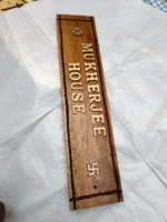 Wooden Carved Surname Name Plate (MUKHERJEE) HOUSE - Image 2