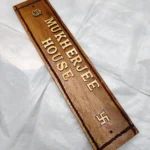 Wooden Carved Surname Name Plate (MUKHERJEE) HOUSE