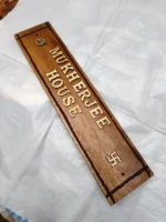 Wooden Carved Surname Name Plate (MUKHERJEE) HOUSE