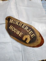 Wooden Carved Surname Name Plate (MUKHERJEE) HOUSE