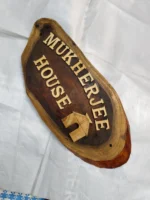 Wooden Carved Surname Name Plate (MUKHERJEE) HOUSE - Image 2