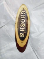 Wooden Carved Surname Name Plate (GHOSH,S) HOME - Image 2