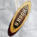 Wooden Carved Surname Name Plate (GHOSH,S) HOME