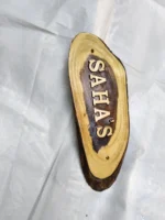 Wooden Carved Surname Name Plate (SAHA,S) HOME - Image 2