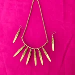 Dokra Brass Long Leaf Necklace Set with Matching Earrings