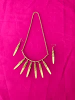 Dokra Brass Long Leaf Necklace Set with Matching Earrings
