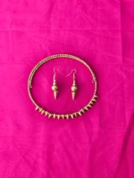 Brass Bullet Necklace Set with Matching Earrings