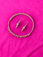 Brass Bullet Necklace Set with Matching Earrings - Image 2