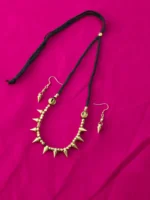 Brass Bullet Necklace Set with Matching Earrings - Black thread and Adjustable - Image 2