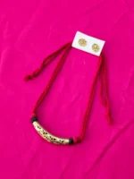 Handcrafted Dokra Brass Necklace Set - Red thread - Image 2