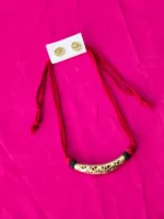 Handcrafted Dokra Brass Necklace Set - Red thread - Image 3