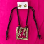 Dokra Brass Village Couple Square Motif Necklace Set
