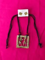 Dokra Brass Village Couple Square Motif Necklace Set