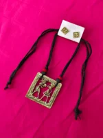 Dokra Brass Village Couple Square Motif Necklace Set - Image 2
