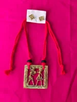 Dokra Brass Village Couple Necklace Set – Square Motif Design - Image 5