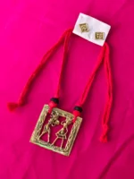 Dokra Brass Village Couple Necklace Set – Square Motif Design - Image 3