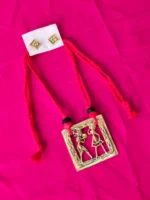 Dokra Brass Village Couple Necklace Set – Square Motif Design - Image 2