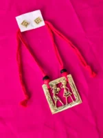 Dokra Brass Village Couple Necklace Set – Square Motif Design