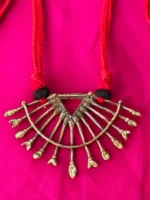 Dokra Brass Tribal Necklace Set – Arrow Motif Design - Image 4