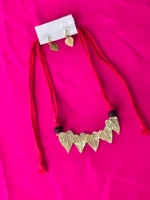 Handcrafted Dokra Brass Leaf Motif Necklace Set - Image 4