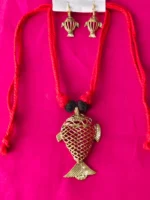 Handcrafted Jewellery – Brass Fish Pendant with Matching Earrings - Image 4