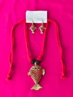 Handcrafted Jewellery – Brass Fish Pendant with Matching Earrings